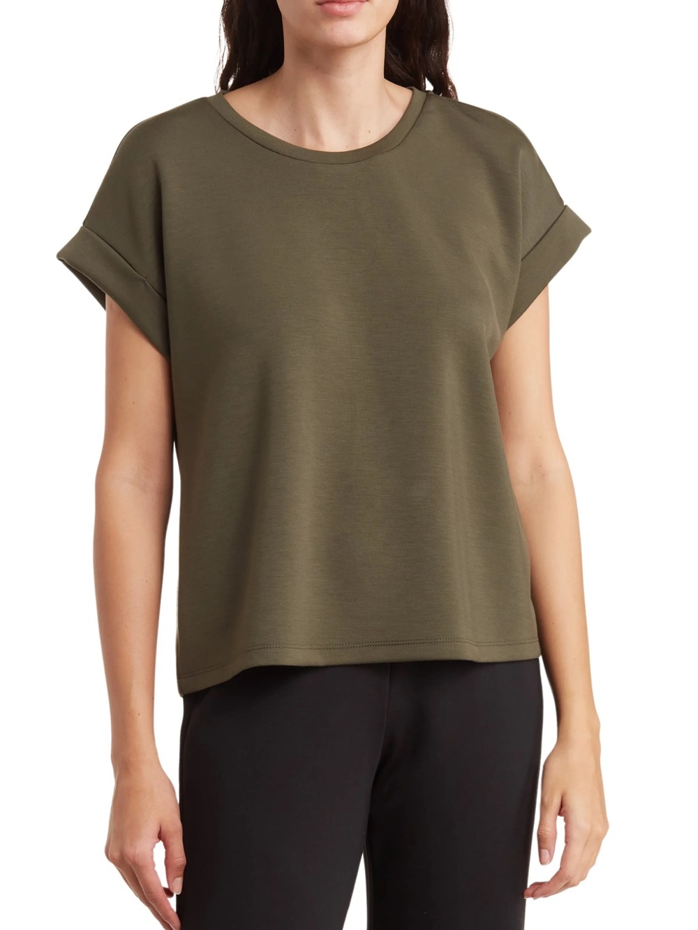 NWT T. Tahari Roll Sleeve Scuba Top
